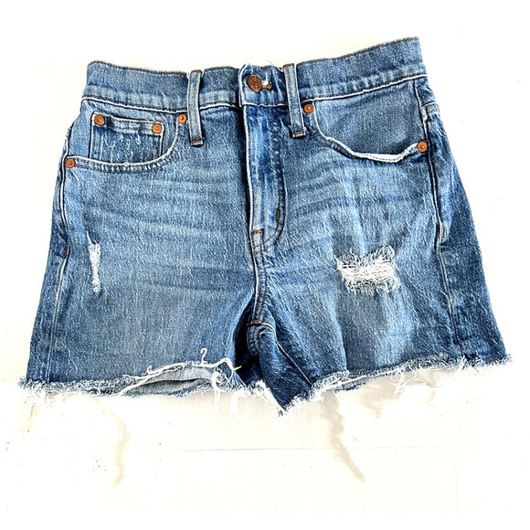 Madewell | Women's Blue High Rise Denim Paint Splatter Shorts Size 25 - Picture 3 of 11